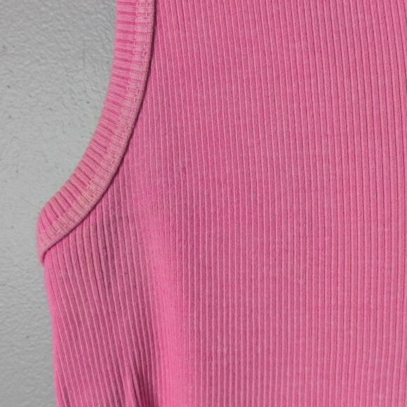 Fresh Produce Vintage Hot Pink V-Neck Ribbed Stetch Cotton Tank Top Size L - Picture 4 of 8